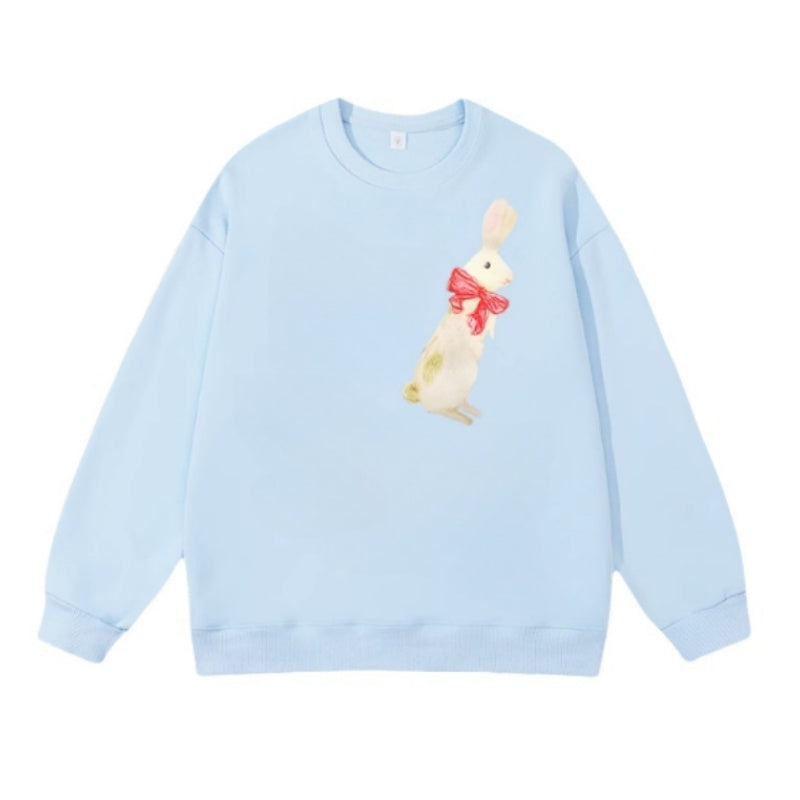 Cartoon Rabbit Graphic Crewneck Sweatshirt
