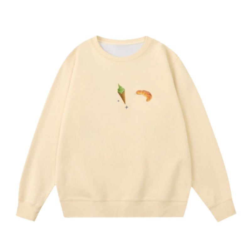 Fleece-Lined Comfortable Versatile Apricot Sweatshirt