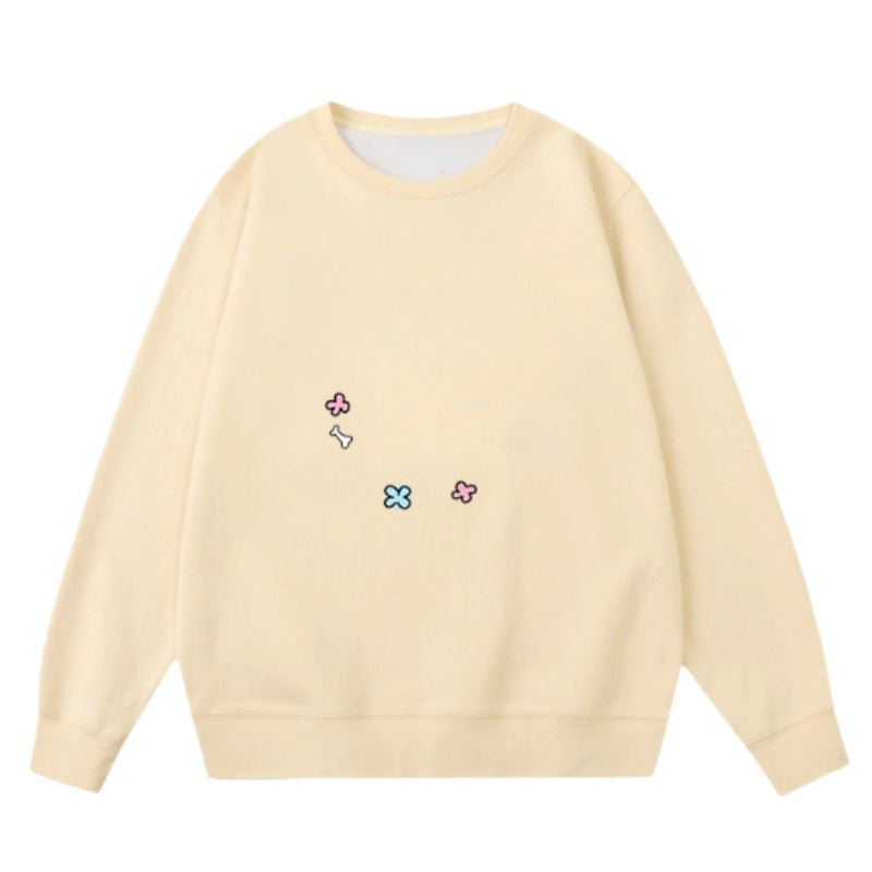 Apricot Loose-Fitting Crew Neck Sweatshirt