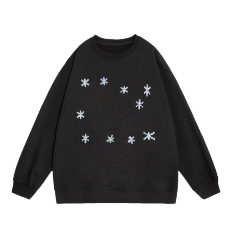 Snowflake Print Black T-Shirt