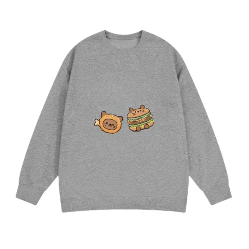 Trendy Cartoon Hamburger Graphic Sweatshirt