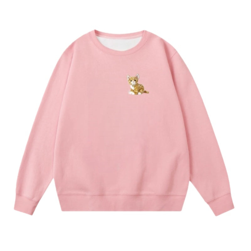 Retro Cute Orange Cat Print Sweatshirt