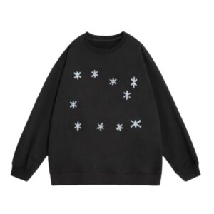 Snowflake Print Black T-Shirt