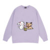 Rabbit and Dog Motif Casual Crew Sweatshirt