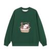Retro Green Pure Cotton Casual Sweatshirt